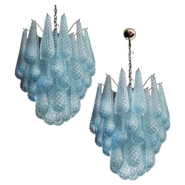 Italian Murano Glass Chandeliers, 1990, Set of 2 For Sale