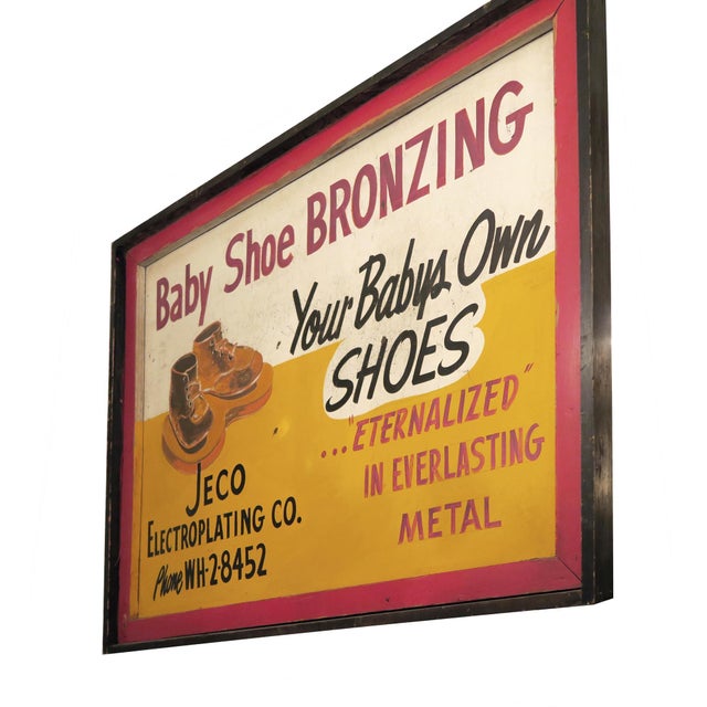 Vintage Double Sided Baby Shoe Bronzing Advertisement Sign For Sale In Los Angeles - Image 6 of 6
