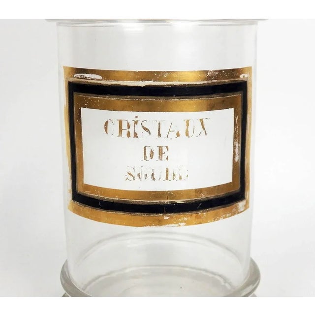 Glass Pharmacy Jar with Cristaux de Soda Inscription For Sale - Image 9 of 11