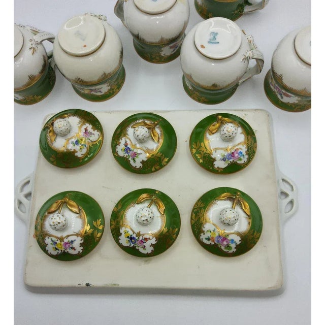 19th Century Porcelain Chocolate Cup Set with Tray, Set of 7 For Sale - Image 10 of 13