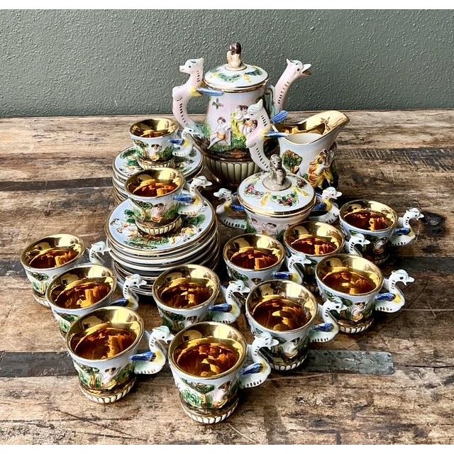 Vintage Italian Capidimonte Demitasse Tea - Set of 27 For Sale - Image 4 of 12