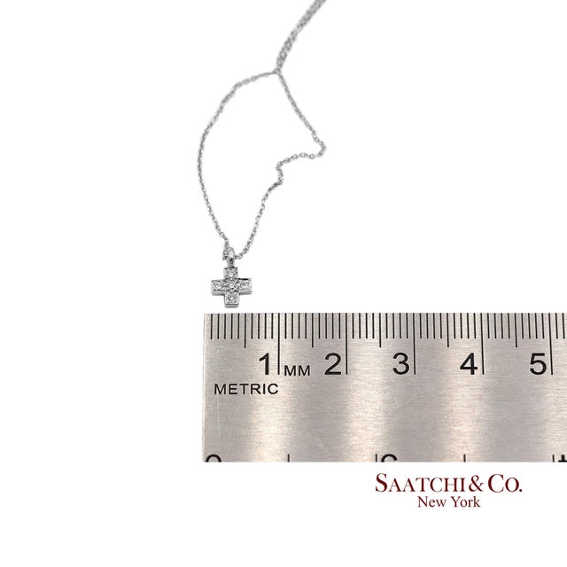 18k(750) White Gold Natural Diamond Cross Pendant Necklace With Chain For Sale - Image 12 of 12