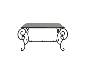 Patinated Wrought Iron and Black Marble Coffee Table, 1940s