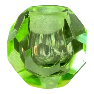 Vintage Faceted Green Glass Candlestick Holder or Paperweight