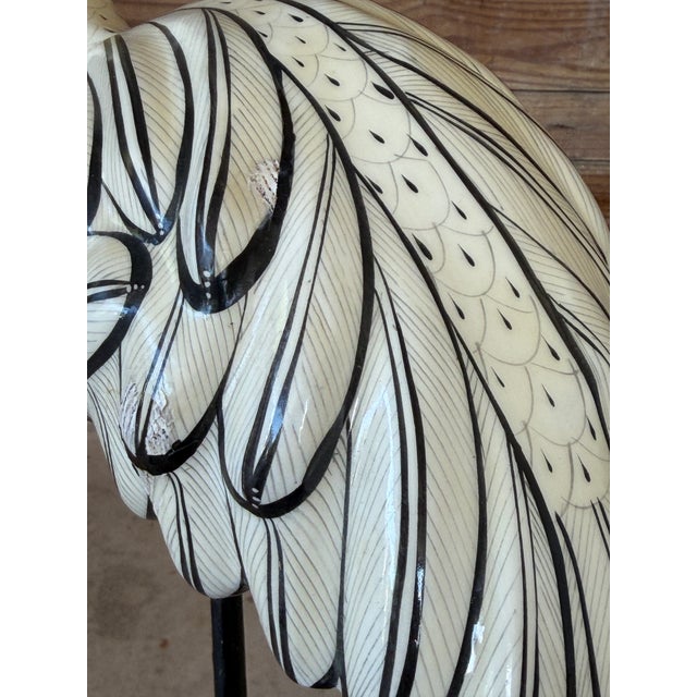 Vintage Hand-Painted Flamingo Sculpture on Metal Legs | Signed Mexican Folk Art For Sale - Image 9 of 12