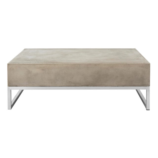 Dark Gray Indoor & Outdoor Modern Concrete 11.42-Inch H Coffee Table in Dark Grey For Sale - Image 8 of 8