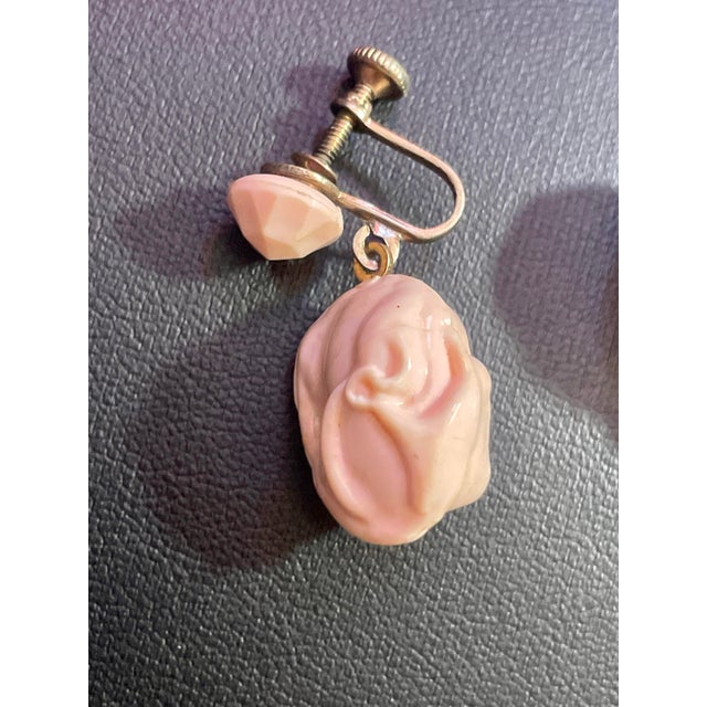 Pink Lucite Demi-Parure Marriage in Pink Earrings and Necklace, Classic MCM West Germany For Sale - Image 8 of 8
