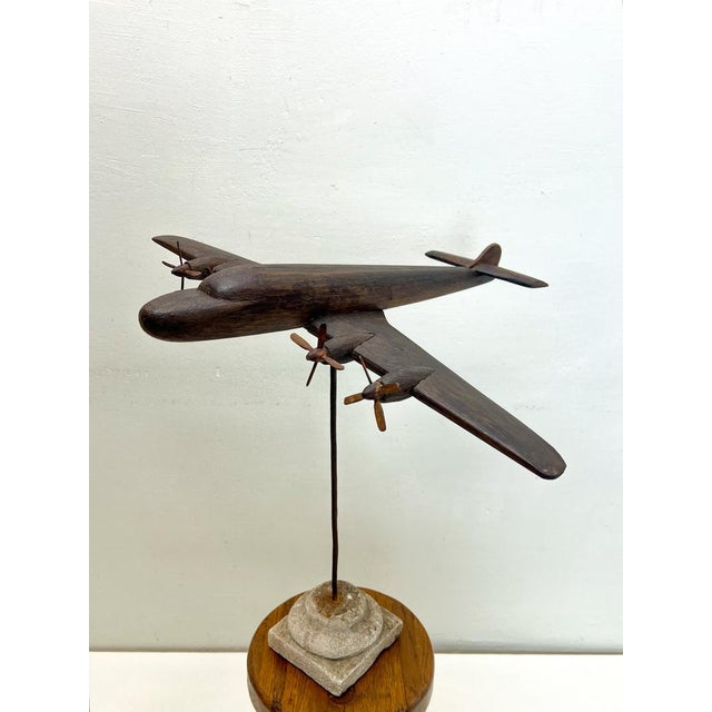 Handmade Oak Hercules C-130 Airplane on Stand, 1950s For Sale - Image 18 of 18