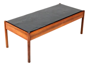 Mid-Century Modern Teak Coffee Table with Slate Top, 1960s