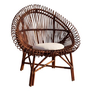 Mid-Century Italian Bamboo Shell Armchair, 1950s For Sale