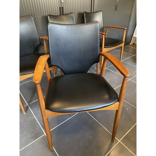 Vintage Scandinavian Teak and Faux Leather Armchair, 1960s For Sale - Image 13 of 18
