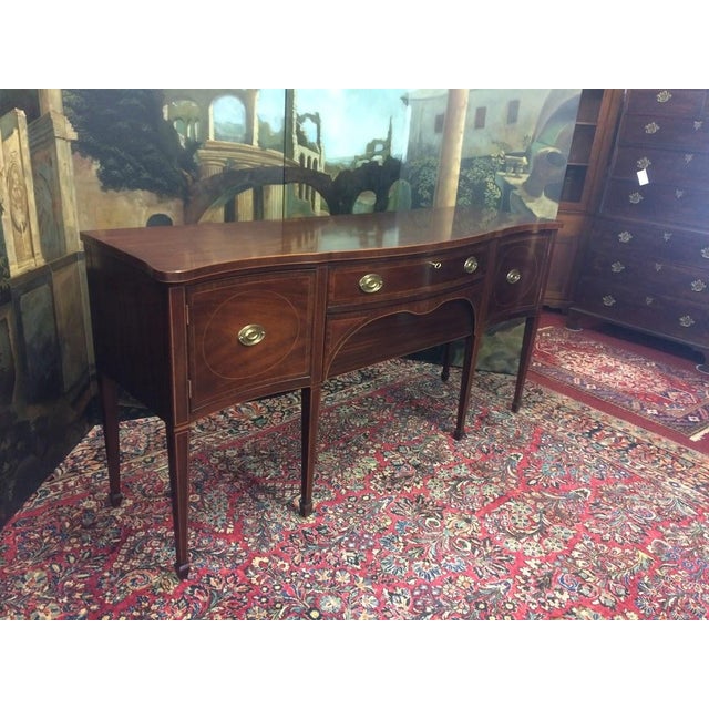 1980s Kittinger Furniture Buffet Sideboard, Inlaid Sideboard For Sale - Image 12 of 13