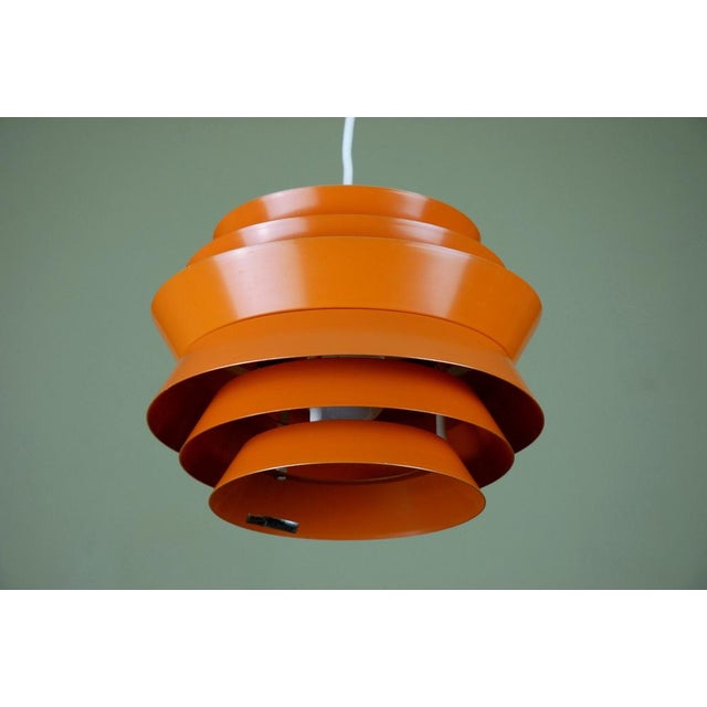 Orange Vintage Swedish Trava Pendant Lamp by Sigurd Lindkvist for Granhaga Metallindustri For Sale - Image 8 of 12