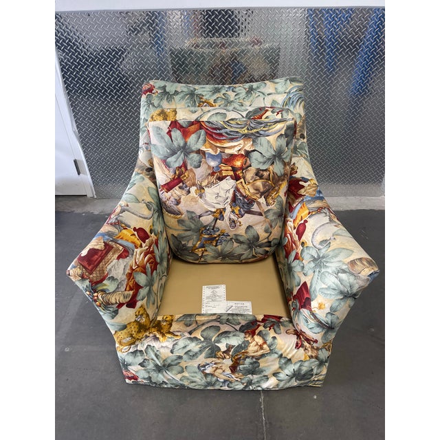 Textile Marge Carson Safari Scene Upholstered Lounge Accent Chair For Sale - Image 7 of 11