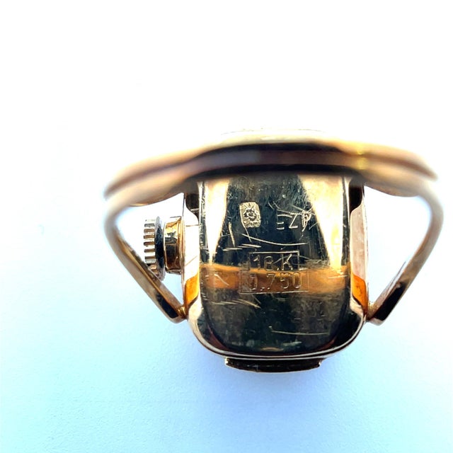 Mid 20th Century Vintage Bucherer Ring Watch in 18k Yellow Gold, Size 6.5 For Sale - Image 5 of 5
