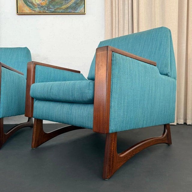 1960s Mid-Century Modern Adrian Pearsall Style Upholstered Walnut Lounge Armchairs For Sale In New York - Image 6 of 10