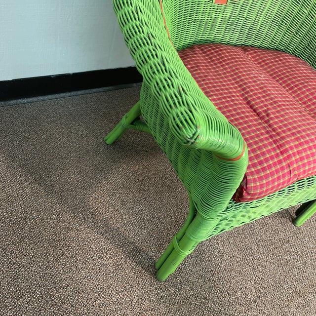 Vintage Green Wicker Chair Chairish