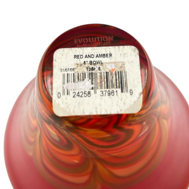 Red Waterford Crystal Evolution Red & Amber Art Glass Bowl For Sale - Image 8 of 10