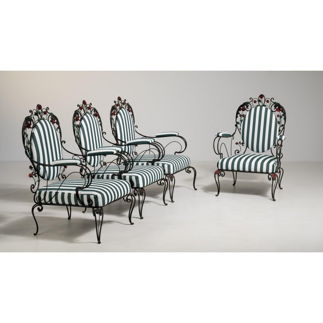 1950s Black Iron Set of 4 Outdoor Chairs For Sale - Image 4 of 17