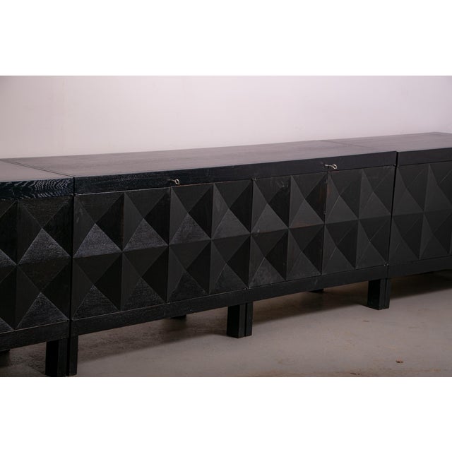 Brutalist Ebonized Sideboard by J. Batenburg for Mi Belgium, 1960s, Set of 3 For Sale - Image 10 of 15
