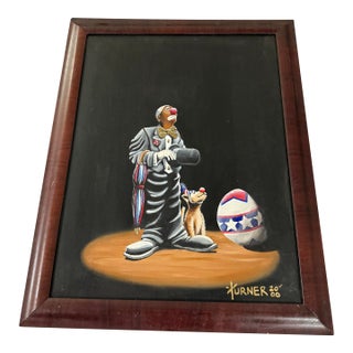 Ronn Turner 2000 Clown Oil Painting Lord Let Me Do Your Work Tonight 24x30 For Sale