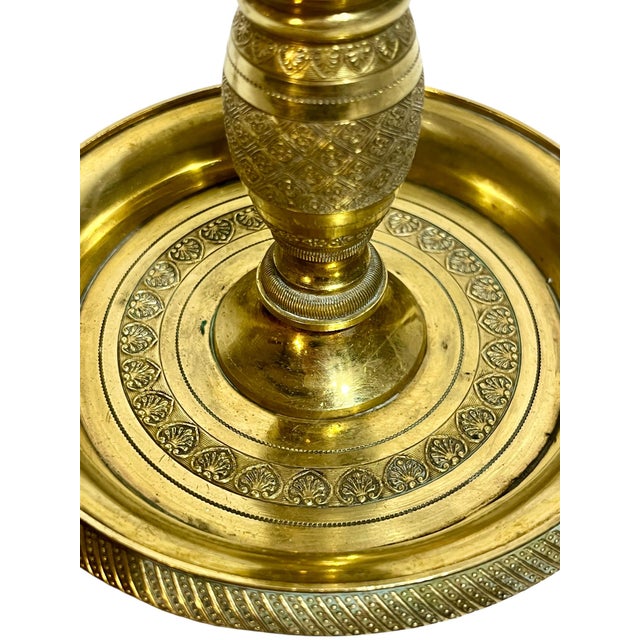 Early 20th Century Empire-Style French Tôle & Gilt Brass Bouillotte Lamp With Green Tole Shade For Sale - Image 9 of 15