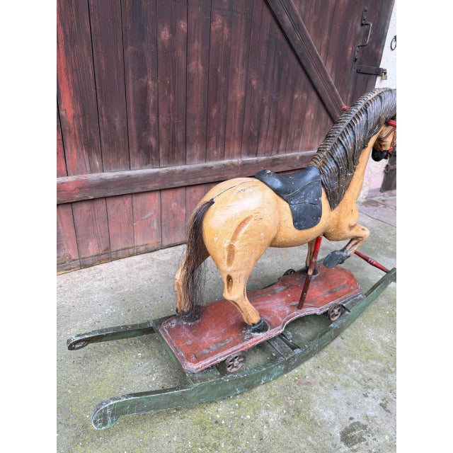 Antique Rocking Horse in Wood, 1940 For Sale - Image 18 of 18