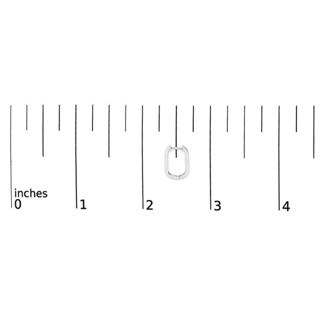 Early 21st Century 10K White Gold 1/10 Cttw Three Stone Lab Grown Diamond Oval Huggies Hoop Earrings For Sale - Image 5 of 5