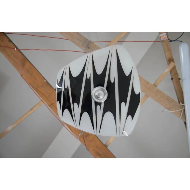 Glass chandelier made in 1950s in czechoslovakia. Two pieces available. Very good original condition. Rewired: 3x60w,...