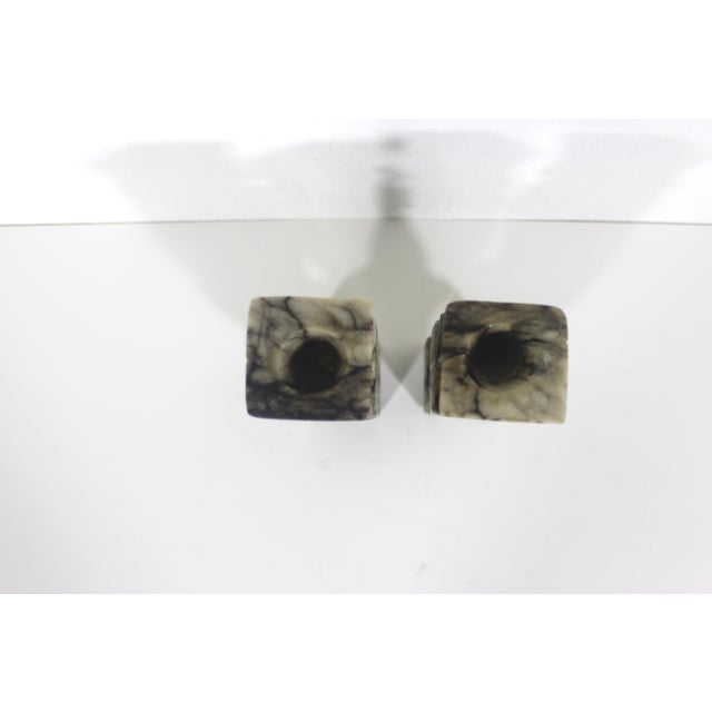 Antique Carved Italian Alabaster Candleholders a Pair For Sale - Image 6 of 17