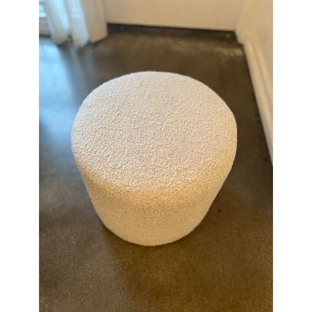 Contemporary Boucle Textured Pouf Footstool For Sale - Image 3 of 5
