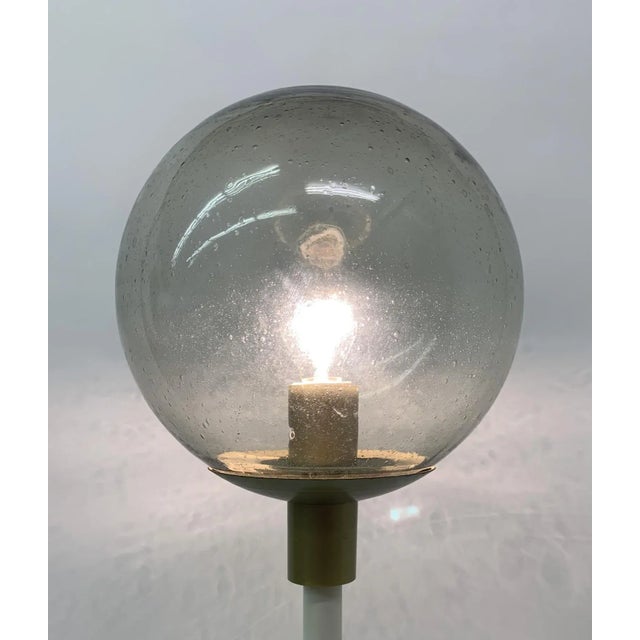 Vintage White Gold Floor Lamp Glass Globe, 1970s For Sale - Image 6 of 11