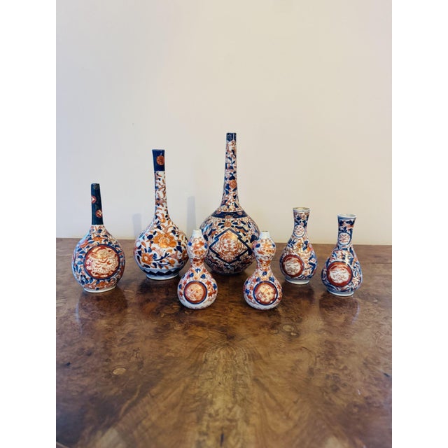 Ceramic Antique Japanese Imari Vases, 1900, Set of 7 For Sale - Image 7 of 10