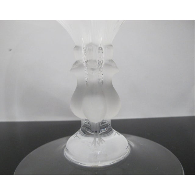 Lalique France Crystal Virginia Peacock Footed Compote Bowl Candy Dish 6 3/4" For Sale - Image 13 of 16