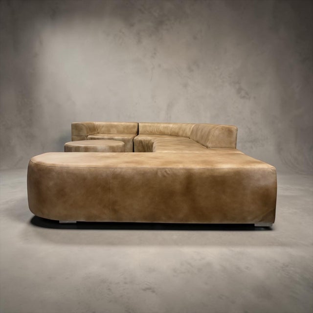 Loom Sculptural Modula Leather Sectional With Ottoman Special Edition For Sale In Miami - Image 6 of 11