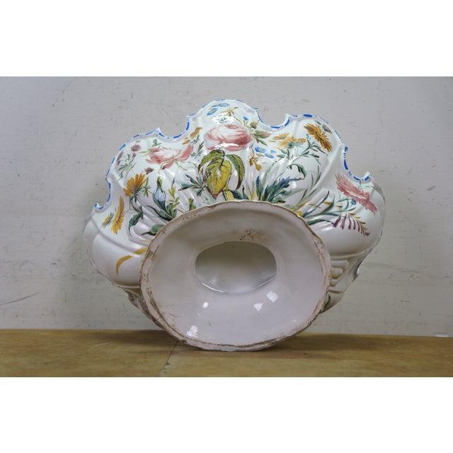 Antique Italian Nove Majolica Scalloped Footed Centerpiece Monteith Bowl 18" For Sale - Image 18 of 18