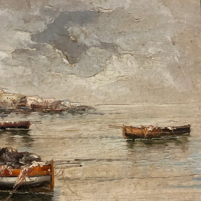 1950s 1950’s Original Impressionist Italian Venice Large Waterfront Painting Signed For Sale - Image 5 of 7