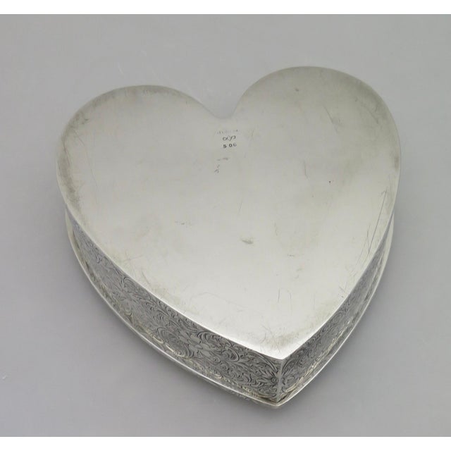 Art Nouveau Vintage Sterling Silver "Valentine" 'Heart' Jewel Box For Sale - Image 3 of 11