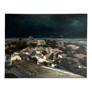 Giclee Print of Mid 20th Century Realist Acrylic Painting by Tony Trezza of a Village Near Portimao, Portugal For Sale