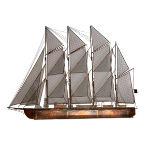 1970s Modern Copper Schooner Sailing Ship Wall Sculpture by Curtis Jeré
