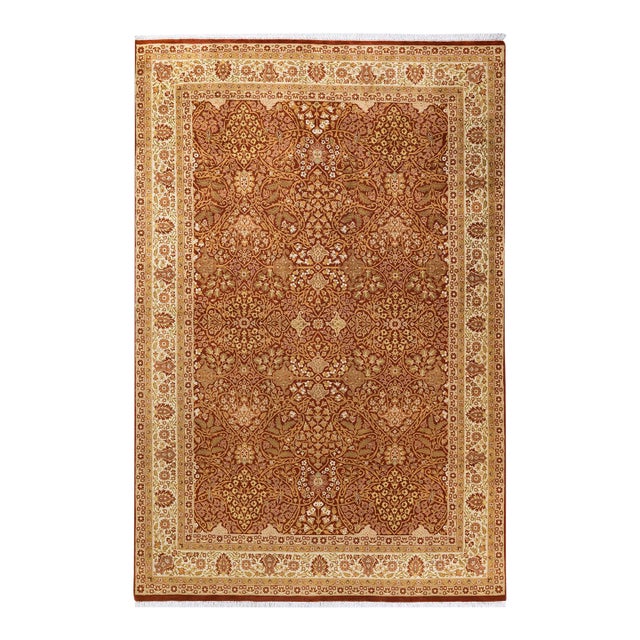Mogul, One-of-a-Kind Hand-Knotted Area Rug - Orange, 6' 1" x 9' 2" For Sale