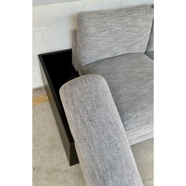 Modern Modern Gray Chevron Bolster Sofa For Sale - Image 3 of 8