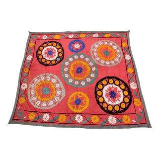 Vintage Hand Embroidered Suzani Wall Hanging, 1920s For Sale