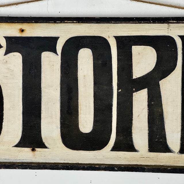 Late 19th Century Antique Hand Painted Bold "Store" Wood Trade Sign For Sale - Image 4 of 15