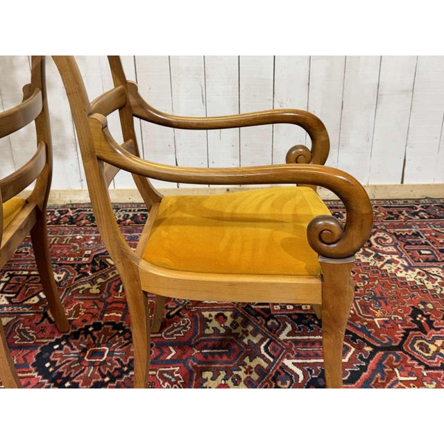 Cherrywood Armchairs with Scrolled Backs, 1960s, Set of 2 For Sale - Image 6 of 11