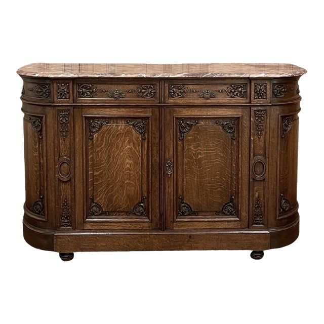 19th Century French Louis XIV Marble Top Buffet For Sale