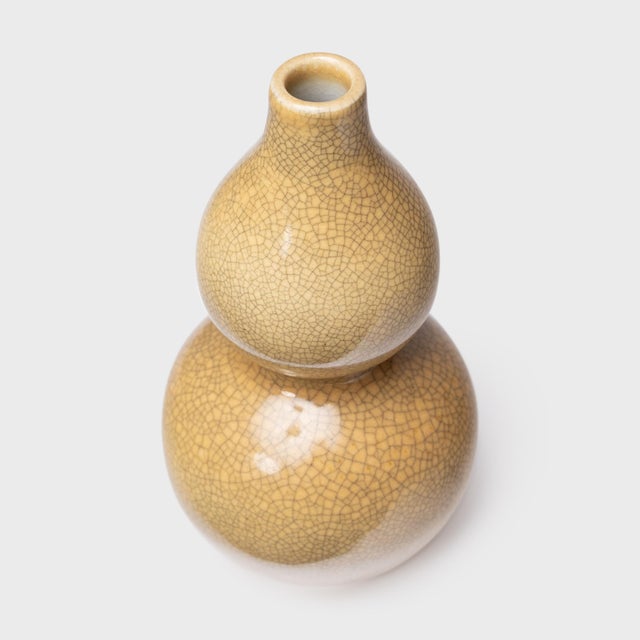 Contemporary Chinese Crackled Double Gourd Vase, C. 1900 For Sale - Image 3 of 5