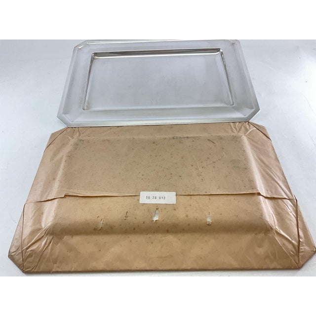 1980s Mid-Century Modern Silver Rectangular Platters For Sale - Image 11 of 15
