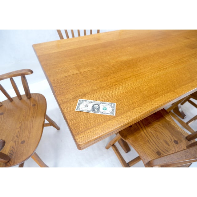Late 20th Century Very Fine All Pegged Joints Solid Oak Dining Chairs Table Set MINT For Sale - Image 15 of 18