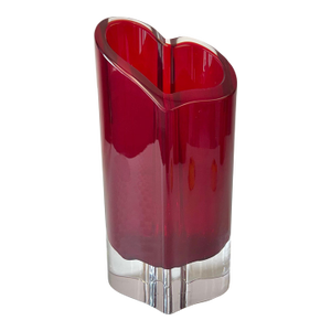 Vintage Crystal Red Heart Vase by Movado